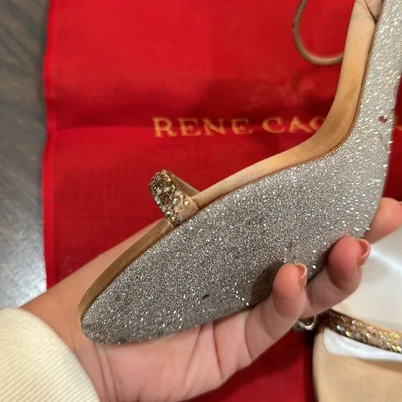 René Caovilla Elastica 105 Ankle Strap Satin Sandals - Picture 10 of 11